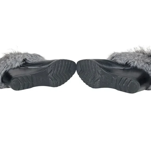 SOREL "Park City" Waterproof Black Leather Faux Fur Wedge Boots | US 8.5 | $300 - Picture 9 of 9